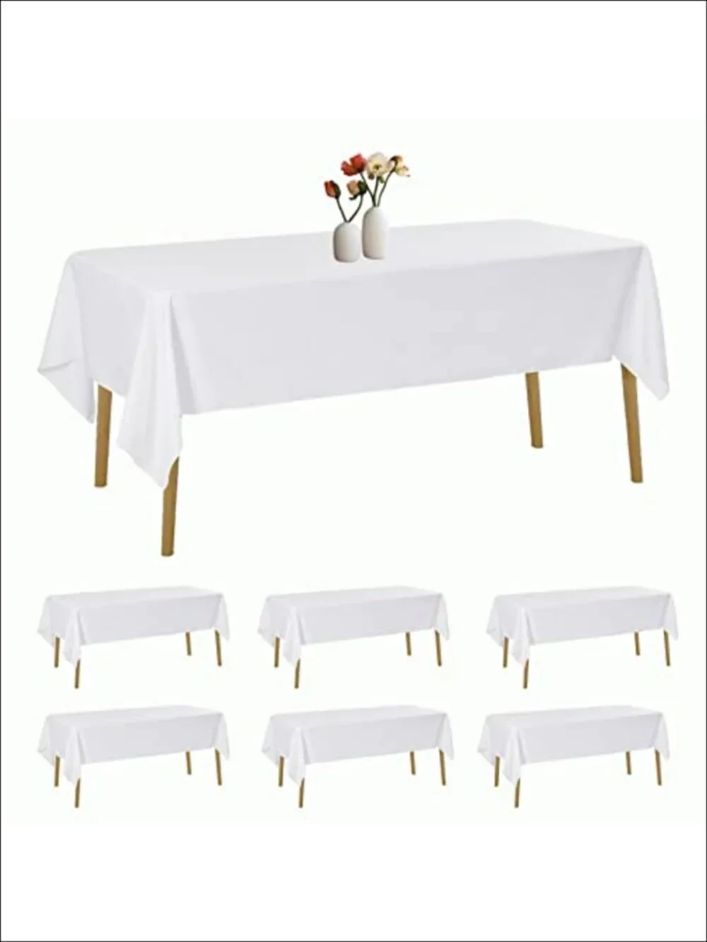 6 Pack Rectangle Tablecloth 60x102 Polyester Fabric Wrinkle Resistant for Party